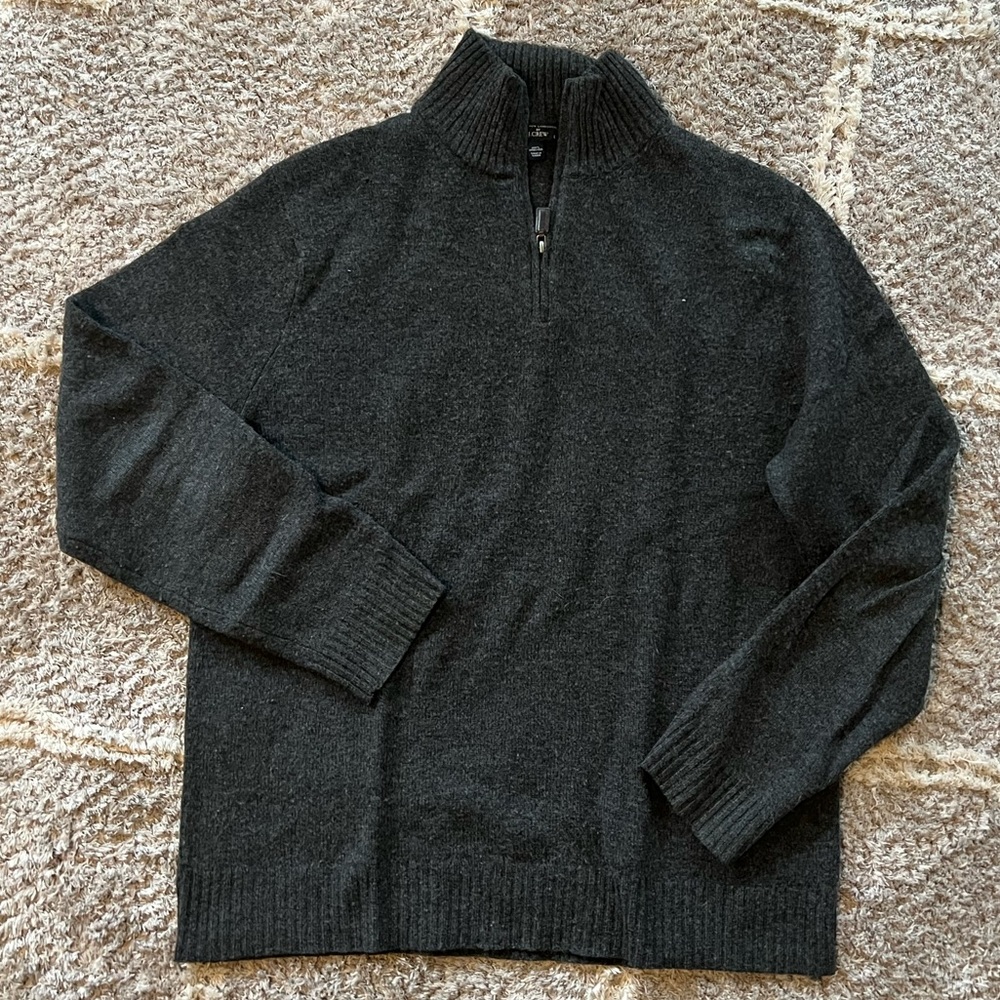 JCrew 💯 lambs wool sweater men’s large. Grey. Excellent condition!